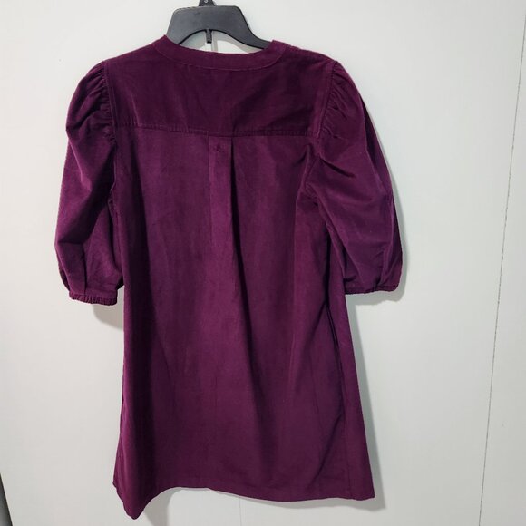 Gap Women's NEW Plum Purple Corduroy Short Puff Sleeves Mini Dress - Medium - Picture 8 of 8